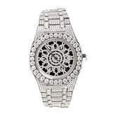 Black and White Moissanite Skeleton Watch